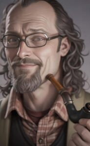 Comic-book style author photo of David Erik Nelson, courtesy of Amir Sepahram and Metaphorspace magazine: https://metaphorspace.com/tag/david-erik-nelson/