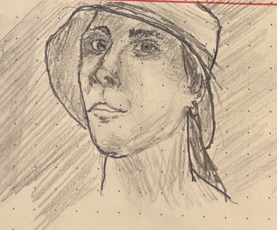 an aloof woman in a bucket hat