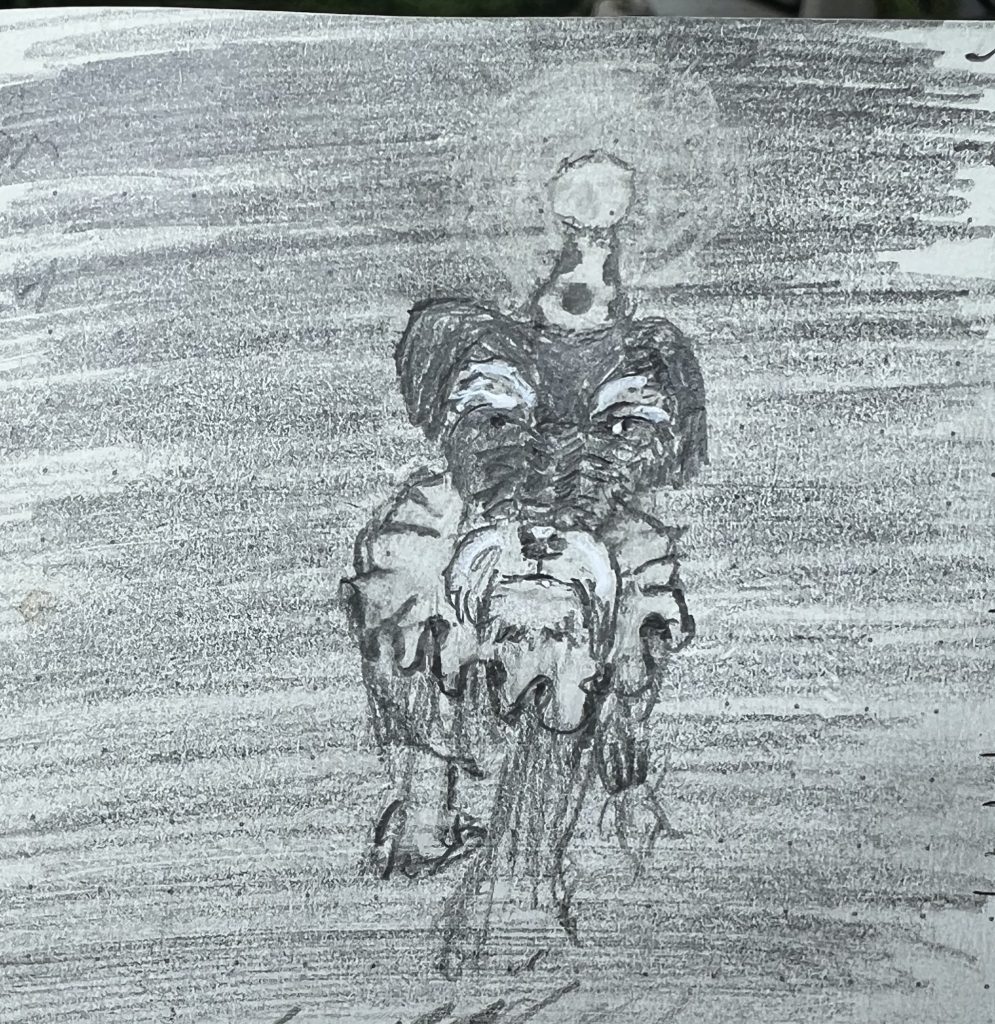 Sketch of a schnauzer, clownified.